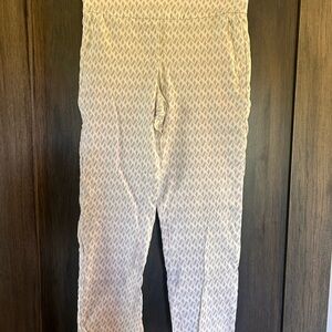 Margaret M Beige and Cream Geometric Trousers